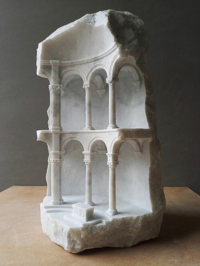 Window II miniature stone sculpture, reverse plan of Bamberg Cathedral details.