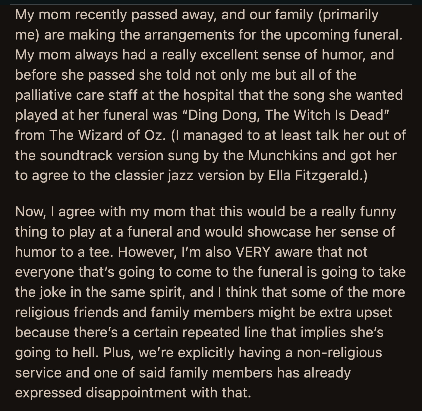 They have their mom's favorite song, 