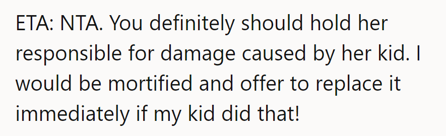 ETA: NTA. Kid chaos? No alibis! Hers? Quick replacement, no lies!