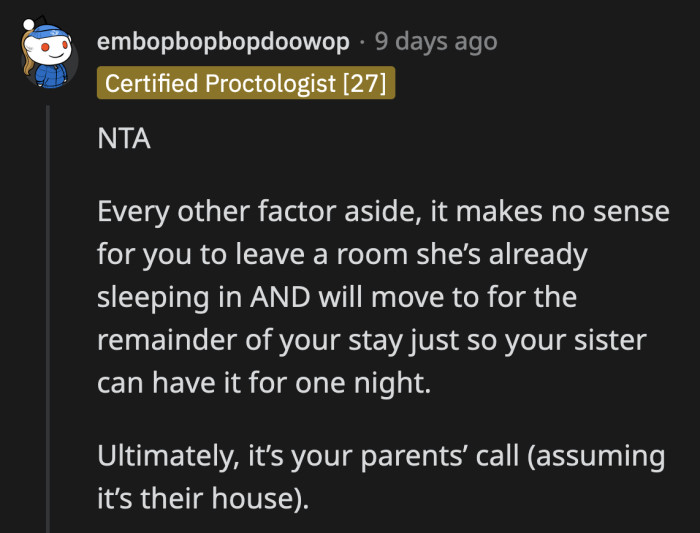 Why would OP wake up his wife to calm an adult who can't understand the concept of not always getting what you want?