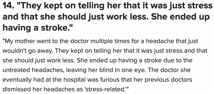 14. The only stress she faced came from professionals who didn’t take her seriously.