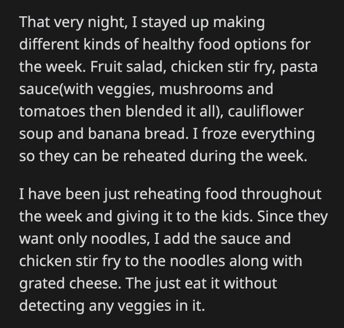 His kids ate their healthy meals just fine, despite the vegetables blended into some of them.