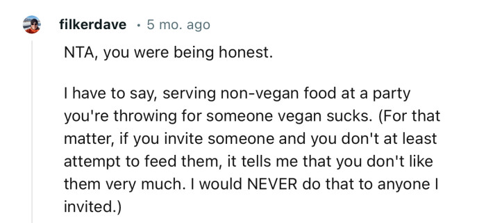 “NTA, you were being honest.”