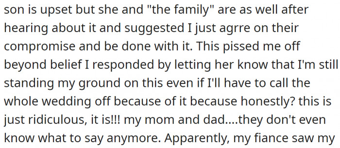 MIL also suggested that OP should accept their compromise, which infuriated her additionally:
