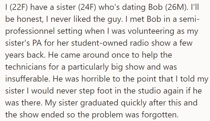 The OP Explained She Has Never Liked Bob
