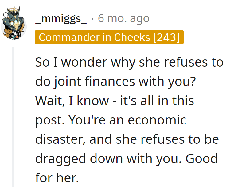 Joint finances? She's avoiding an economic disaster movie starring him.