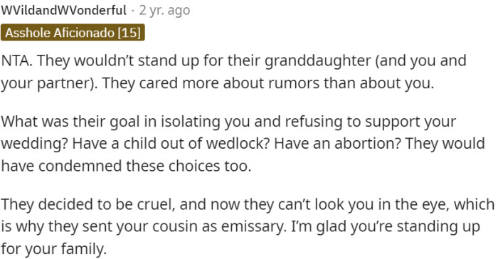 They prioritized reputation over their own granddaughter