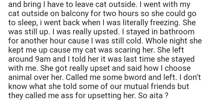 After a frustrating night trying to inconvenience herself for her friend's sake, she banned her friend from sleeping over again.
