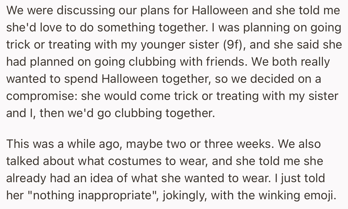 They both had different plans for Halloween but decided to compromise to spend the day with each other