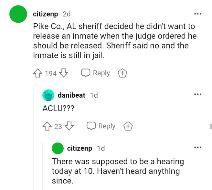 17. Not wanting to release an inmate even when the judge ordered the release