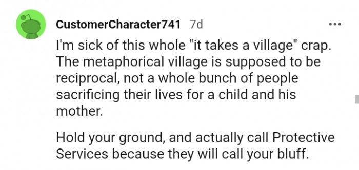 The metaphorical village is supposed to be reciprocal