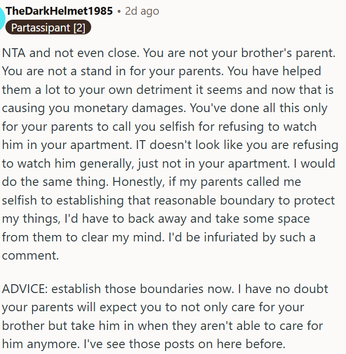 OP needs to set boundaries despite parents’ criticism.