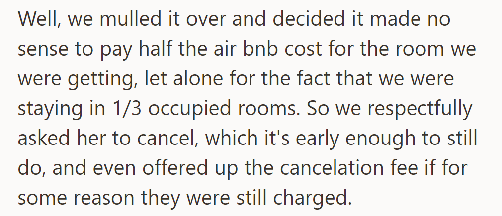 They decided it wasn’t worth paying half the cost for an office with bunk beds and requested cancellation.
