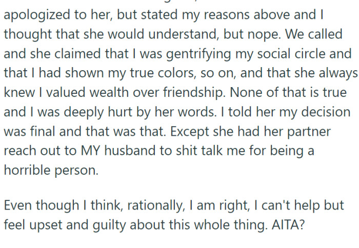 OP tried to list her reasons, but Lauren didn't want to listen.