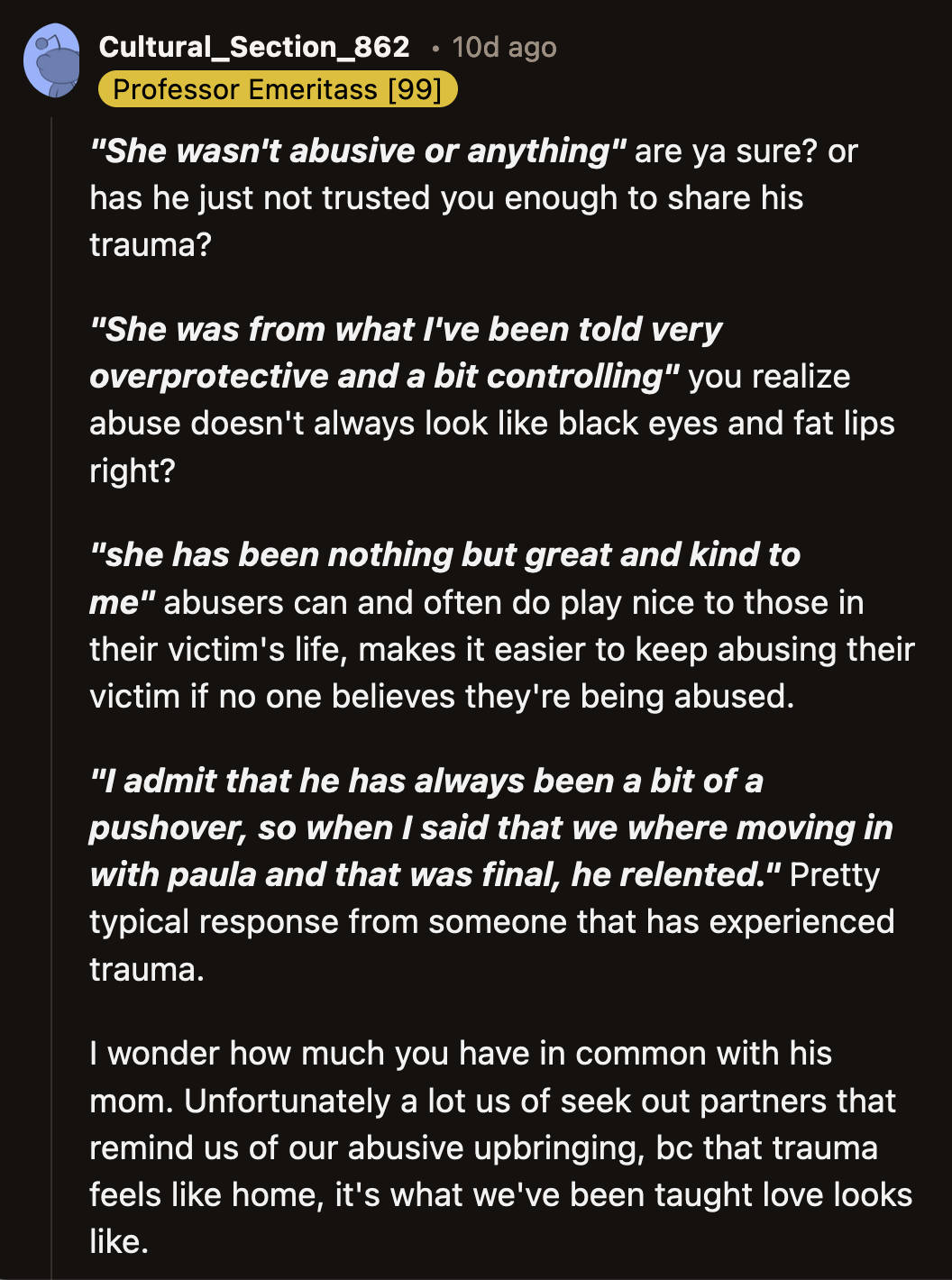 A Redditor said Paula and OP had way more in common than she realized.