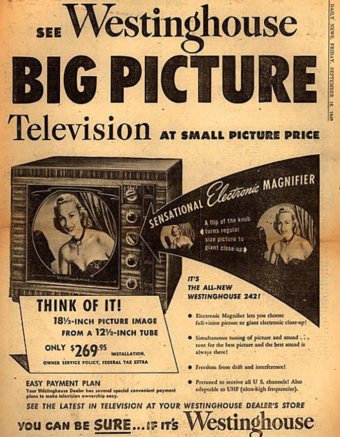 10. Westinghouse 'Big Picture Television': $269 (Today Would Be Around $2,700)