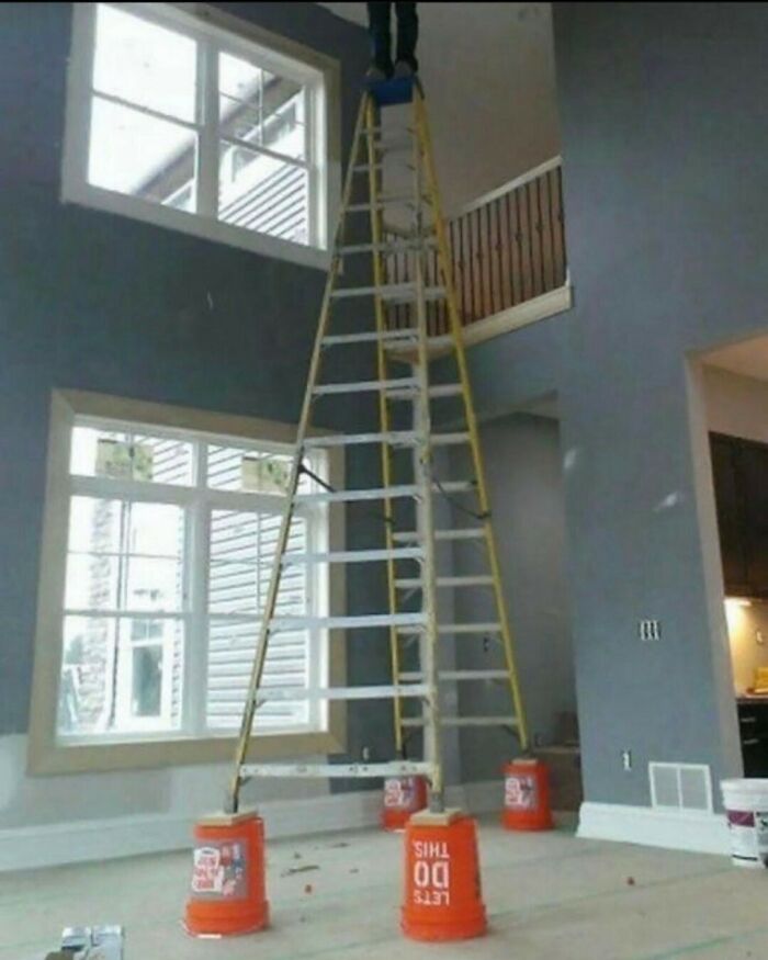 10. It’s Ladder Week at Construction Fails - Pay Attention, OSHA! When That Top Rung Just Won’t Be Enough.
