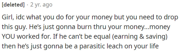 OP should leave a financially irresponsible partner