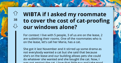 AITA For Expecting My Roommate To Foot The Bill For Cat-Proofing Our Apartment