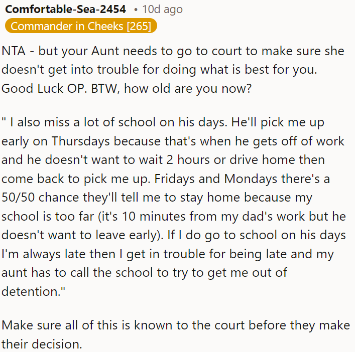 People quickly came to the comments to give her advice and to overall tell her that she's not in the wrong at all for this.