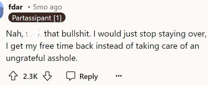 The mother is ungrateful