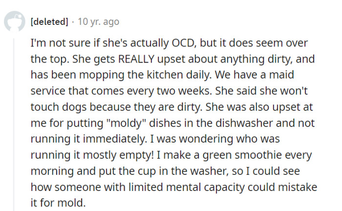 She's the self-proclaimed cleanliness champion, mopping daily and waging a war on 