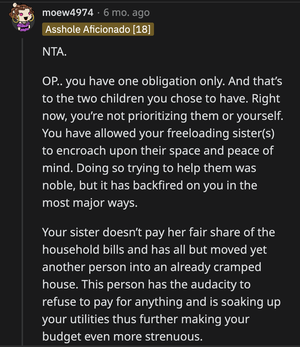 Her sister is an adult. She can find her footing somewhere else.