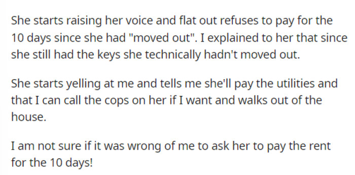 It didn't end on the right foot, and we definitely think that if they had an agreement, then she should've stuck to it.