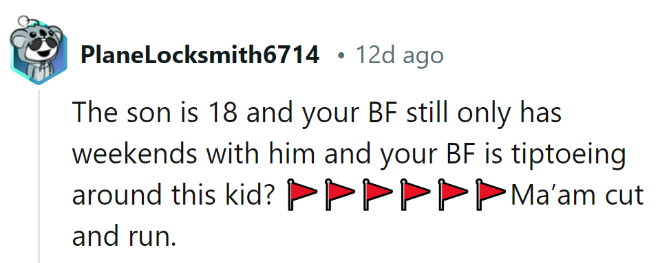 Looks like her boyfriend is still playing weekend dad even when his son's an adult?