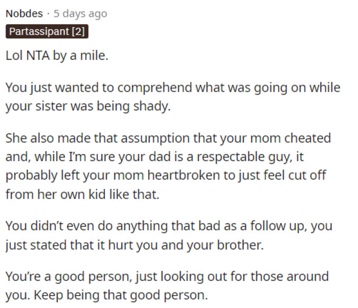 People in the comments are telling OP that she's NTA and that she's not in the wrong, and her sister needs to get a grip.