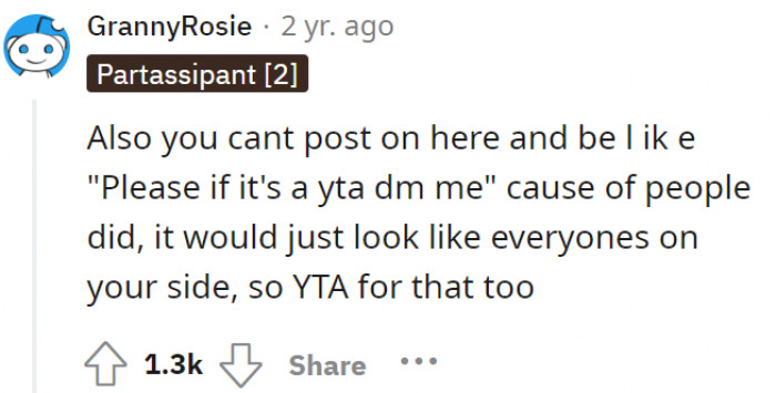 Additional YTA points go to OP!