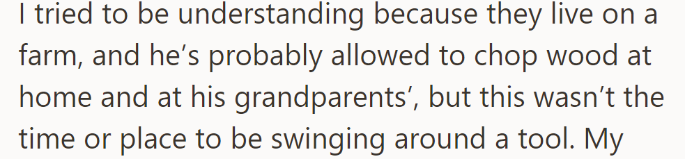 She Understood He's Used to Chopping Wood on the Farm but Stressed the Wedding Venue Wasn't the Place for It.