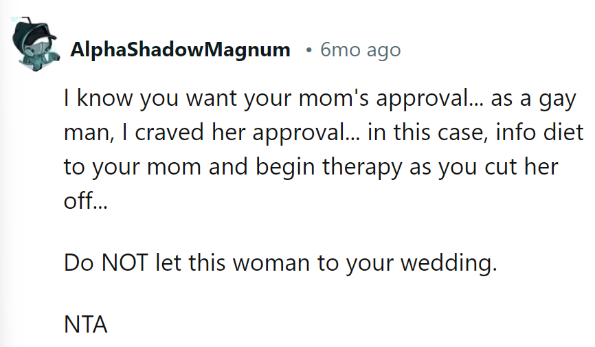 Approval cravings? Info diet and therapy beat inviting drama to the wedding.