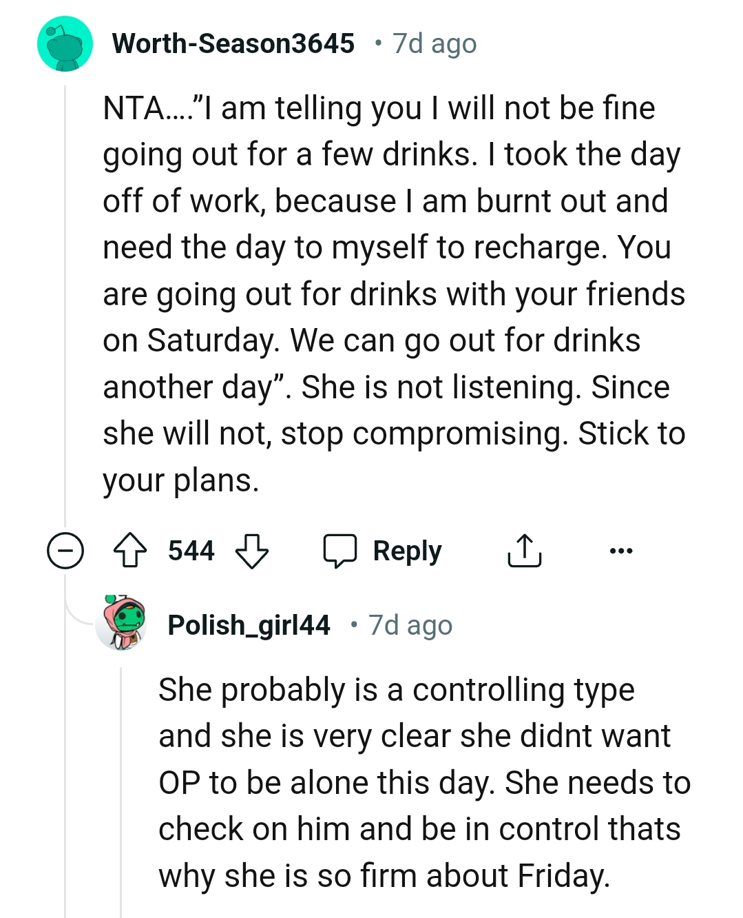 OP's GF Is Going Out for Drinks with Her Friends the Next Day