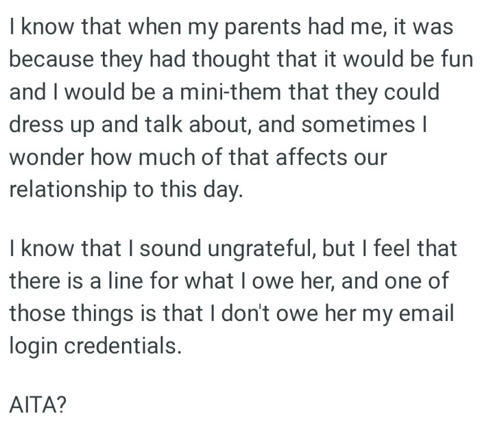 Sometimes, the OP wonders how much of that affects their relationship to this day