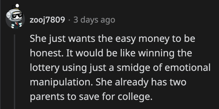 Cynics think OP's ex-wife just wants to mooch off him after hearing how well his luck turned out to be