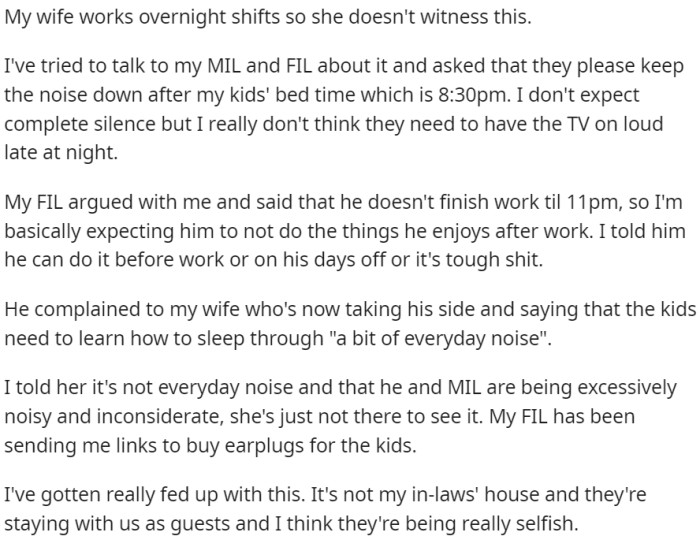 OP has spoken to his MIL and FIL, asking them to keep the noise down after the kids' bedtime.