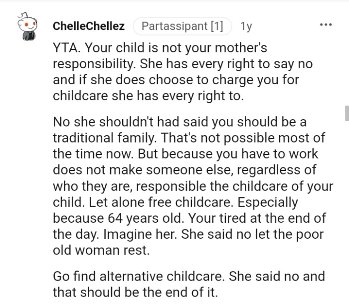 The OP should let the old woman rest