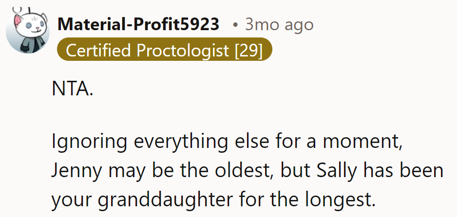 Sally's got seniority over Jenny's age any day! #GranddaughterHierarchy