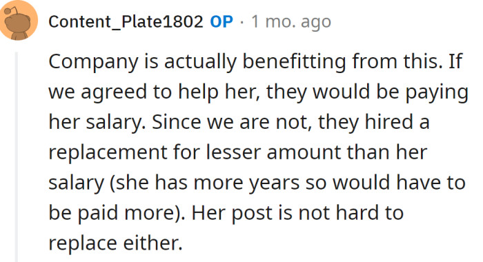 The OP explained the company is benefiting from this situation