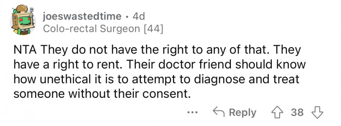 It's unethical to diagnose someone without their consent.