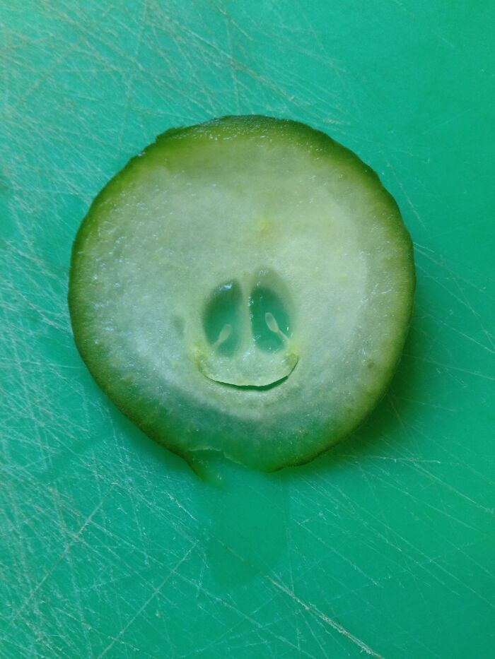 2. The happiest cucumber slice ever
