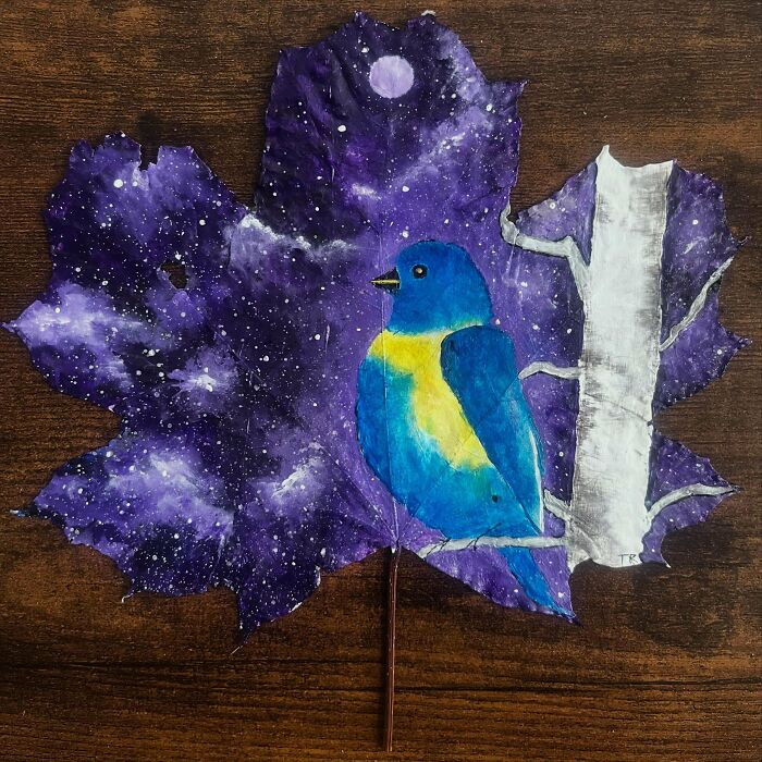 "I Started Painting On Real Fallen Leaves While Recovering From Brain Surgery"
