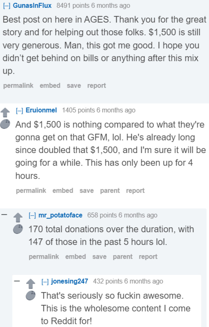 The best thing about what the OP did is that he promoted the GoFundMe page. Now, other people are donating to the cause too.