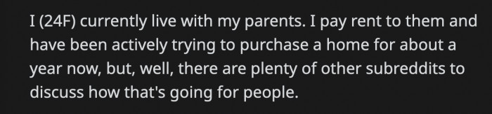 This is her current living situation