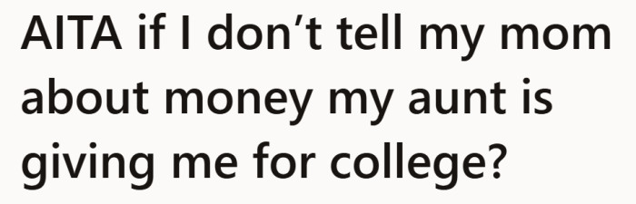 A close mother daughter relationship is tested by money that comes from someone else.