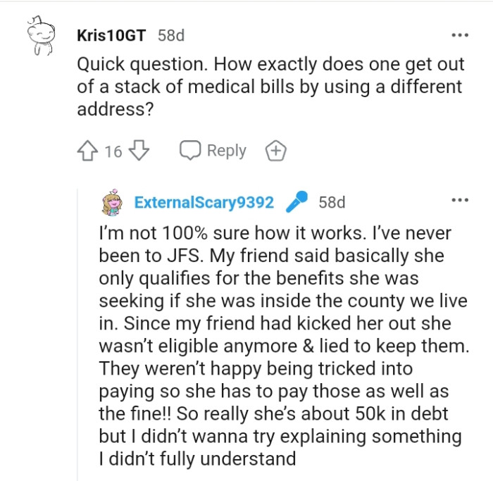 She only qualifies if she was inside the country where the OP and her friend live