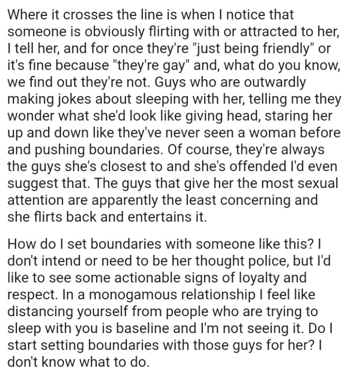 The guys that give her the most sexual attention are apparently the least concerning