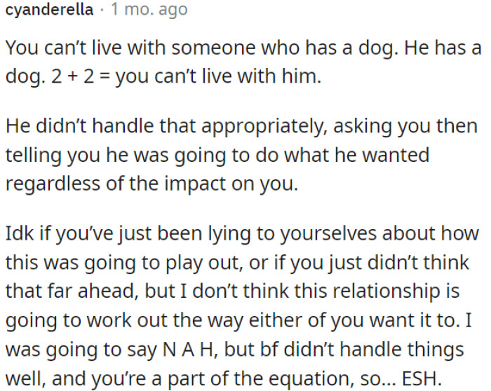 This relationship may not work out.