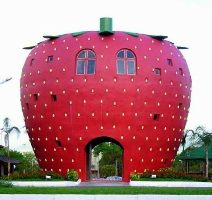 The Strawberry House In Bom Principio City, Brazil, A Region Known For Its Strawberry Cultivation